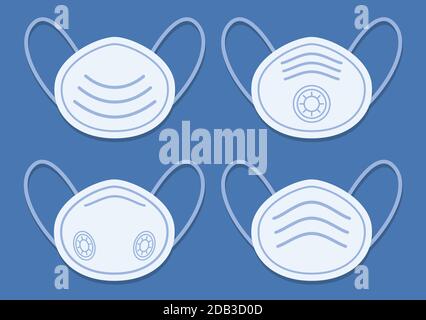 Blue ffp face mask icon or symbol flat design vector illustration Stock ...