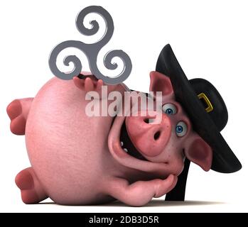 Fun Pig - 3D Illustration Stock Photo