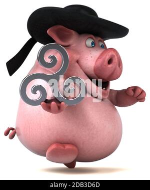 Fun Pig - 3D Illustration Stock Photo