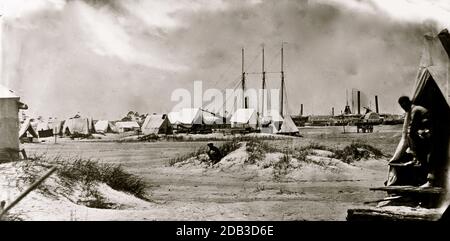 Morris Island, South Carolina. July or August 1863. Unidentified camp. Stock Photo