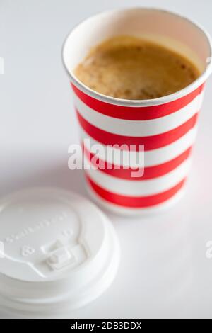Red-Striped Recyclable Coffee Cup - FOODPIX Stock Photo