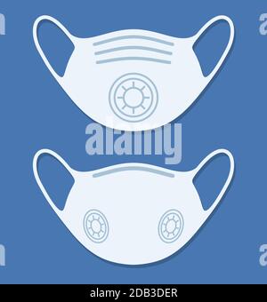 Blue ffp face mask icon or symbol flat design vector illustration Stock Vector