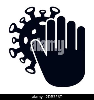 Stop the covid corona virus. Hand palm stop symbol vector illustration icon Stock Vector
