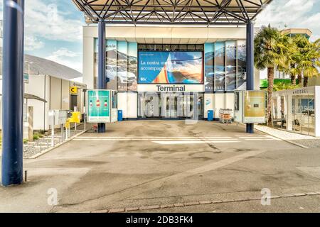 Agno, Ticino, Switzerland - February 24, 2017: Entrance in the Terminal of Lugano-Agno Airport. Stock Photo