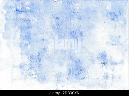 With wax chalk crayons painted watercolor wash background foil print in blue Stock Photo