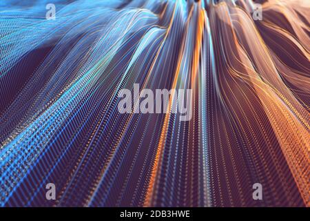 Abstract background image concept. Colorful mesh, interconnected lines. Cloud computing concept. 3D illustration. Stock Photo