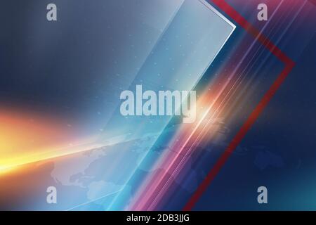 Modern studio space with diagonal big flat TV screens, suitable for breaking news background. 3d Illustration Stock Photo