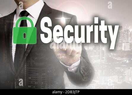 Security is shown by businessman concept. Stock Photo