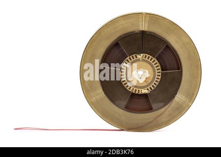 Reel of vintage audio tape isolated on white background with clipping path Stock Photo