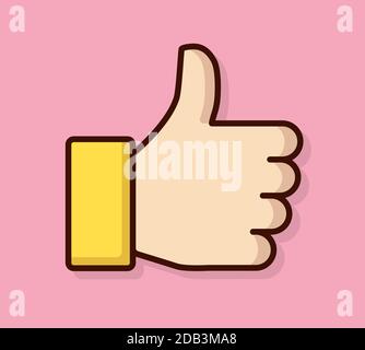 Human thumb up or like button. Confirm and approval web symbol vector illustration Stock Vector