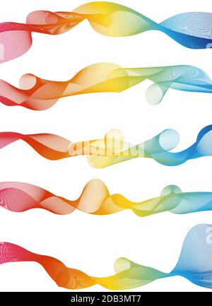 Different blending wavy light lines network colorful deco graphic elements creative vector illustration Stock Vector
