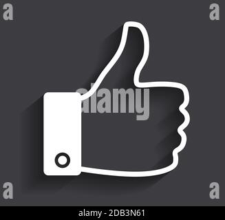 Like icon or thumb up and confirm symbol outline with 3d shadow vector illustration Stock Vector