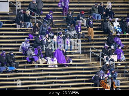 West Lafayette, Indiana, USA. 14th Nov, 2020. Northwestern fans in the stands during NCAA football game action between the Northwestern Wildcats and the Purdue Boilermakers at Ross-Ade Stadium in West Lafayette, Indiana. Northwestern defeated Purdue 27-20. John Mersits/CSM/Alamy Live News Stock Photo