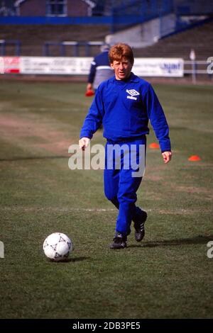 Scanned 35mm Scanned 35mm Gordon Strachan at Rugby Park Kilmarnock 1986 in training seesion Stock Photo
