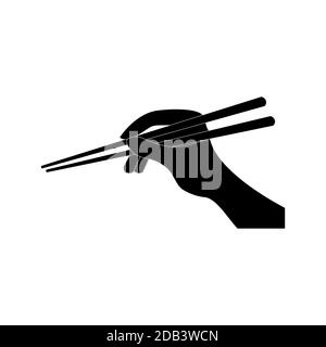 Chopsticks kitchen and eating utensils, flat minimalist vector illustration Stock Vector