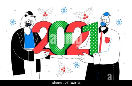 Happy New Year - flat design style illustration Stock Vector