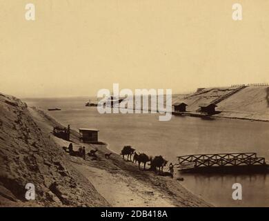 Suez Canal - Lake Timsah, from opposite the chalet. Stock Photo
