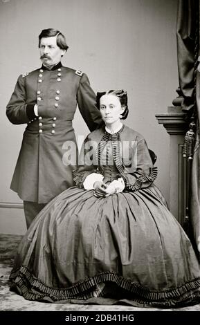 Portrait of Maj. Gen. George B. McClellan, officer of the Federal Army, and his wife, Ellen Mary Marcy. Stock Photo