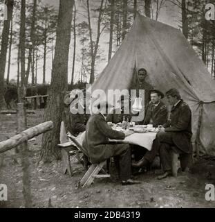 Brandy Station, Va. Dinner party outside tent, Army of the Potomac headquarters. Stock Photo