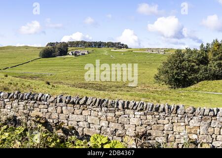 Vercovicium Roman Fort and Museum at Housesteads on Hadrians Wall near Bardon Mill, Northumberland UK Stock Photo