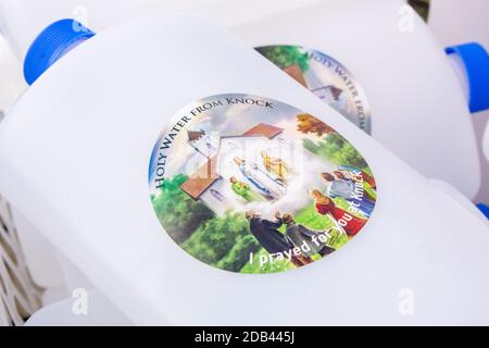 Plastic Holy Water bottles at Ireland's national Marian shrine at Knock in County Mayo Stock Photo