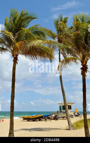 Lifeguard station on Fort Lauderdale Beach Stock Photo