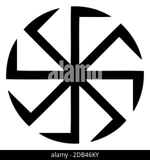 kolovrat slavic ancient symbol black over white Stock Photo - Alamy