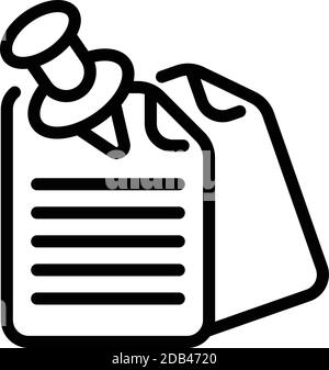 Pinned notes icon. Outline pinned notes vector icon for web design isolated on white background Stock Vector
