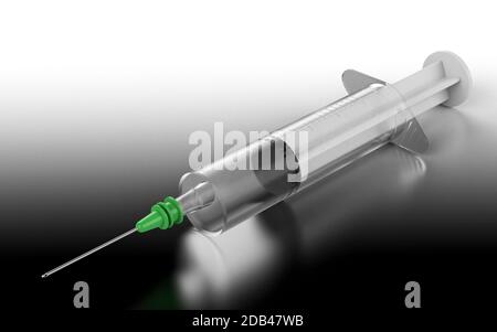 3d rendering of safety medical syringe with needle Stock Photo