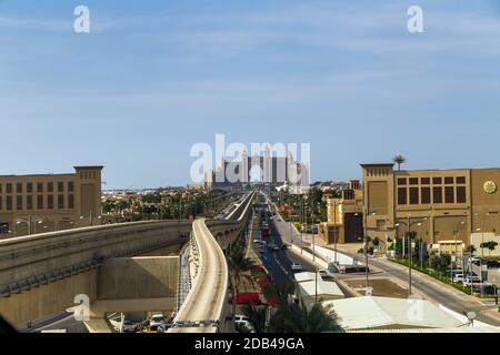 DUBAI, UAE - JANUARY 26: Architecture of Dubai exterior Atlantis the Palm is a luxury 5 star hotel in Dubai, UAE circa January 2016 Stock Photo