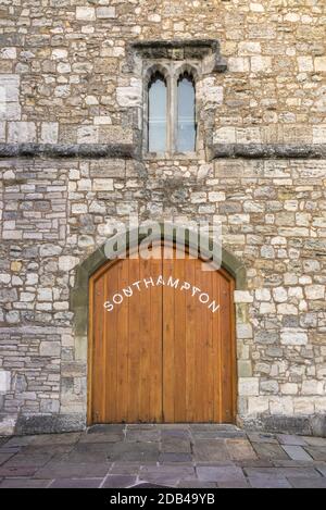 Entrance to the Gods House Tower (GHT) - a 13th century gatehouse tower recently converted an arts and heritage venue in the city of Southampton, UK Stock Photo