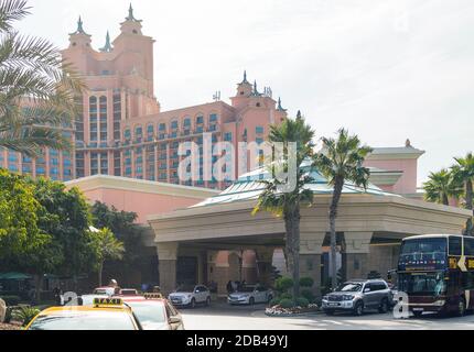 DUBAI, UAE - JANUARY 26: Architecture of Dubai landmarks Atlantis the Palm is a luxury 5 star hotel in Dubai, UAE circa January 2016 Stock Photo