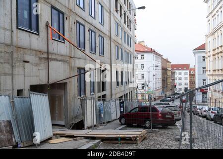 The construction site of development project Viktoria Zizkov Center build by the Viktoria Zizkov company, a subsidiary of CTR group, situated near the Stock Photo