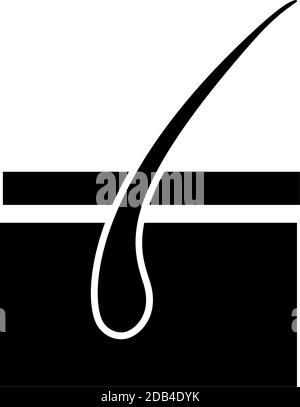 Growing Follicle, Hair Bulb Treatment. Flat Vector Icon illustration. Simple black symbol on white background. Growing Follicle, Hair Bulb Treatment s Stock Vector