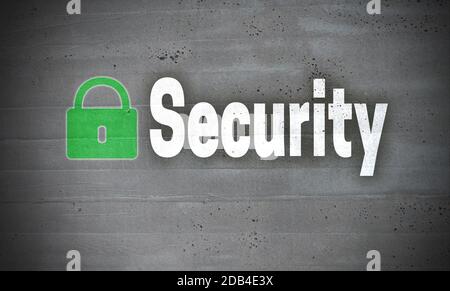 Security on concrete wall background concept. Stock Photo