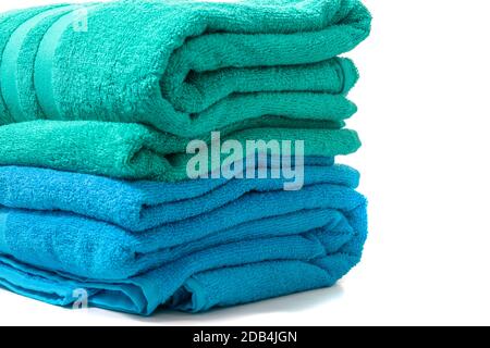 colorful bathing towels isolated on a white background. Stock Photo