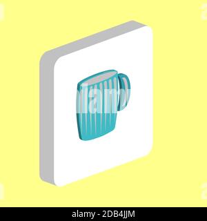beer mug Simple vector icon. Illustration symbol design template for web mobile UI element. Perfect color isometric pictogram on 3d white square. beer Stock Vector
