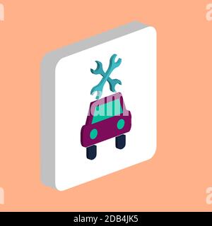 Car service Simple vector icon. Illustration symbol design template for web mobile UI element. Perfect color isometric pictogram on 3d white square. C Stock Vector