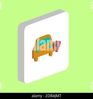 Protect car Simple vector icon. Illustration symbol design template for web mobile UI element. Perfect color isometric pictogram on 3d white square. P Stock Vector