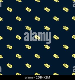 Pattern for boys. Vegetable theme. Geometric seamless dark background with golden grains of wheat. For web pages and fabrics, shoes, apparel Stock Vector