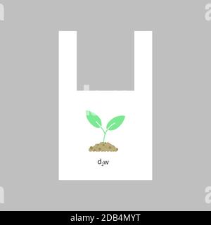 Biodegradable plastic bag with leaf design. Vector icon Stock Vector