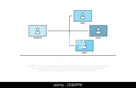 Video Communication Concept. Vector illustration in filled outline style. Stock Vector