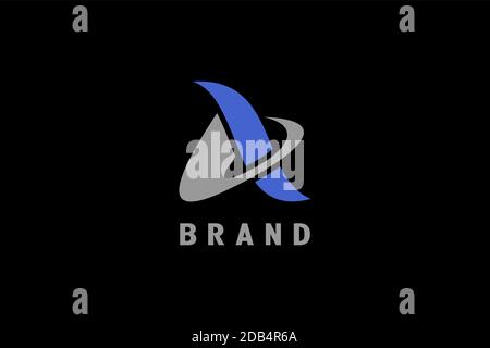 Abstract letter A logo design concept template, isolated on black background.