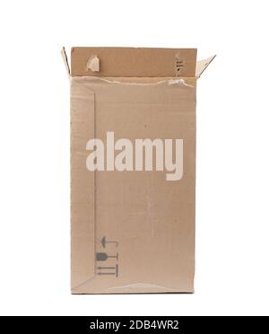 rectangular box wrapped in transparent polyethylene, box for transporting bottles, side view Stock Photo
