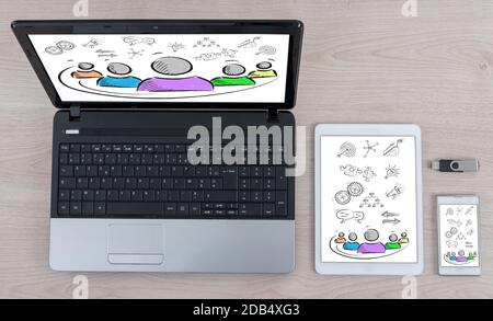 Entrepreneurship concept shown on different information technology devices Stock Photo