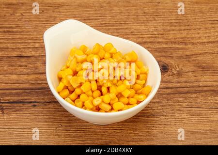 Sweet marinated corn seeds in the bowl Stock Photo