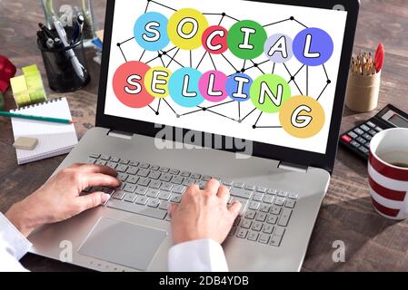 Social selling concept shown on a laptop screen Stock Photo