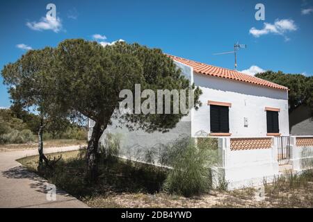 ilha de tavira, portugal - may 3, 2018: architectural detail of a typical small island house on a spring day Stock Photo