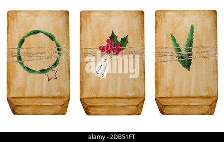 Beautiful drawing of boxes with gifts. Close-up Stock Photo