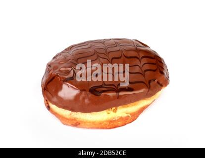 A closeup shot of a delicious colorful donut with sprinkles isolated on a white background Stock Photo